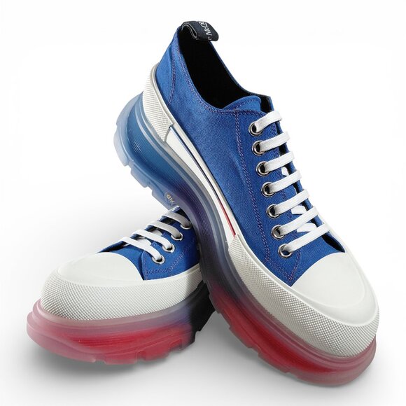 Alexander Mcqueen Men Tread Slick Blue & Red Low Top Sneakers EU 43.5  US 10.5 main image 13